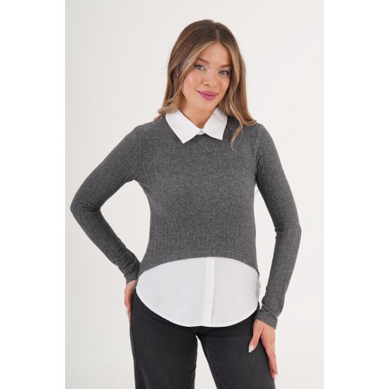 H4878-ANTRASIT-L ANTRASIT BLOUSE