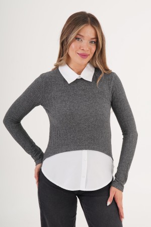 H4878-ANTRASIT-M ANTRASIT BLOUSE