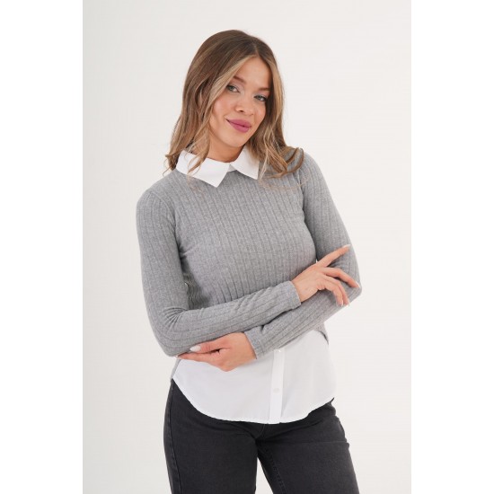 H4878-GRİ-M GRI BLOUSE