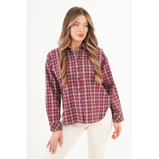 H4895-BORDO-L Burgundy SHIRT
