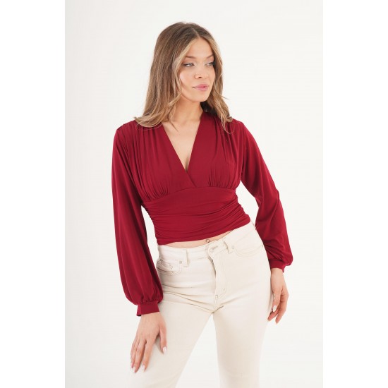 H4903-BORDO-S Burgundy BLOUSE