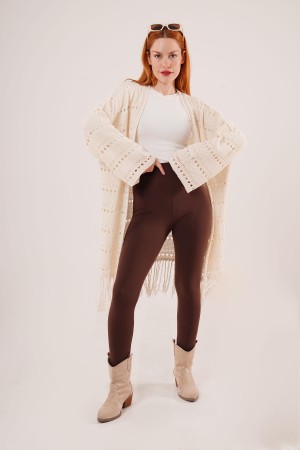 H6593-KREM-STD CREAM CARDIGAN