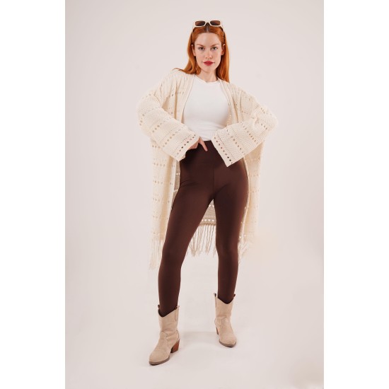 H6593-KREM-STD CREAM CARDIGAN