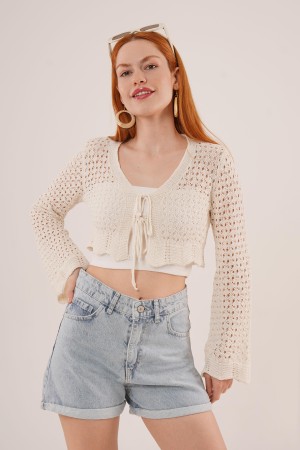 H6598-KREM-STD KREM KAZAK