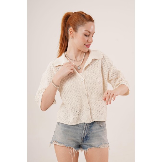 H6602-KREM-STD KREM KAZAK