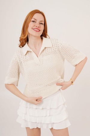 H6603-EKRU-STD Ecru BLOUSE