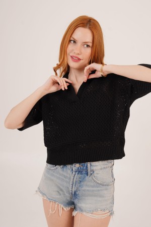 H6603-SİYAH-STD Ecru BLOUSE