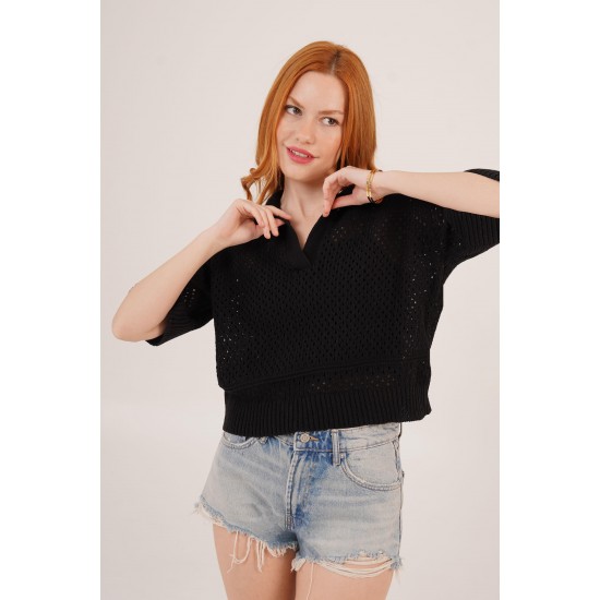 H6603-SİYAH-STD Ecru BLOUSE