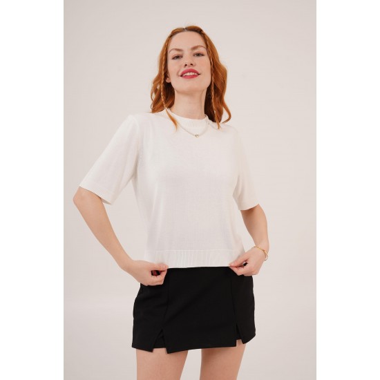 H6610-BEYAZ-STD BEYAZ BLUZ