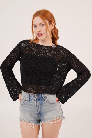 H6614-SİYAH-STD SIYAH BLOUSE