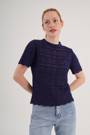 H6617-LACİVERT-STD LACIVERT BLUZ