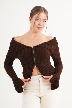H6640-KAHVE-STD KAHVERENGI CARDIGAN