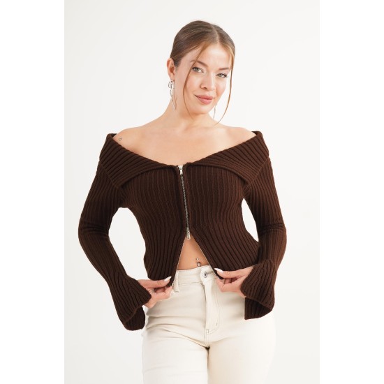 H6640-KAHVE-STD KAHVERENGI CARDIGAN