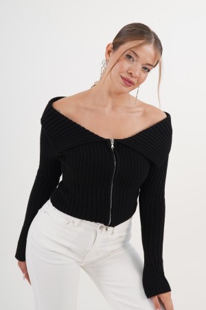 H6640-SİYAH-STD SIYAH CARDIGAN