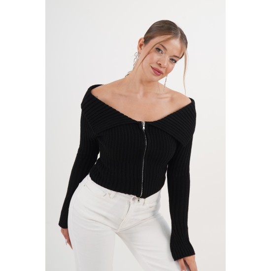 H6640-SİYAH-STD SIYAH CARDIGAN