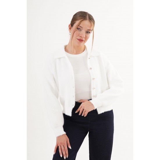 H6648-BEYAZ-STD WHITE CARDIGAN
