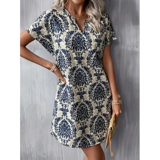 K1453-DESENLI Patterned DRESS