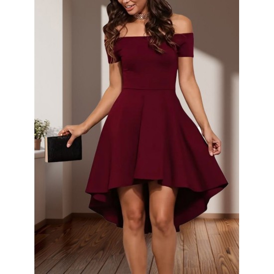 K1464-BORDO Burgundy DRESS