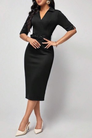 K1476-SIYAH BLACK DRESS