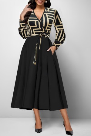 K20013-LABIRENT Patterned DRESS