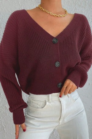 K2088-BORDO Burgundy CARDIGAN