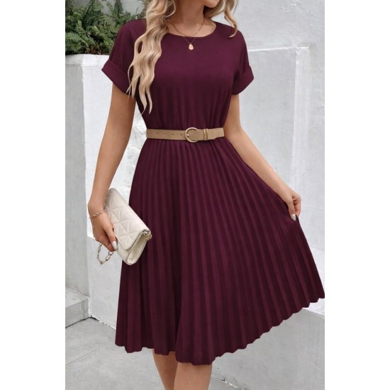 K31001-BORDO Burgundy DRESS