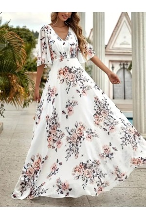 K44038-BEYAZ BEYAZ ELBİSE