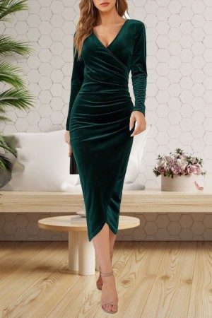 K46040-YESIL GREEN DRESS