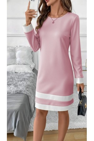 K46059-PEMBE PEMBE ELBİSE