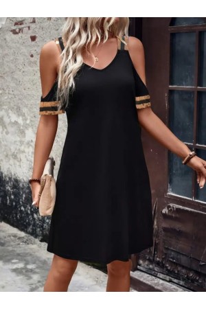 K48004-SIYAH SİYAH ELBİSE