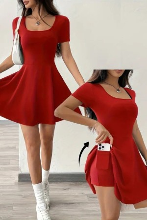 K48007-KIRMIZI RED DRESS