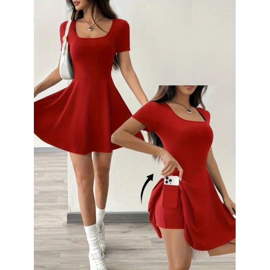 K48007-KIRMIZI RED DRESS