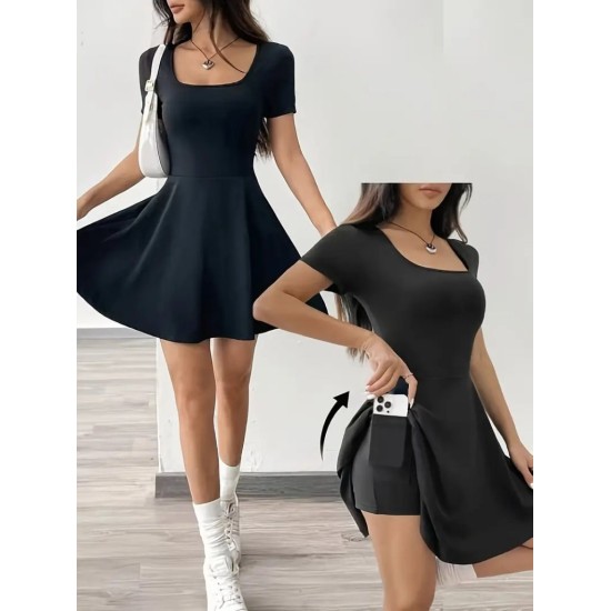 K48007-SIYAH BLACK DRESS