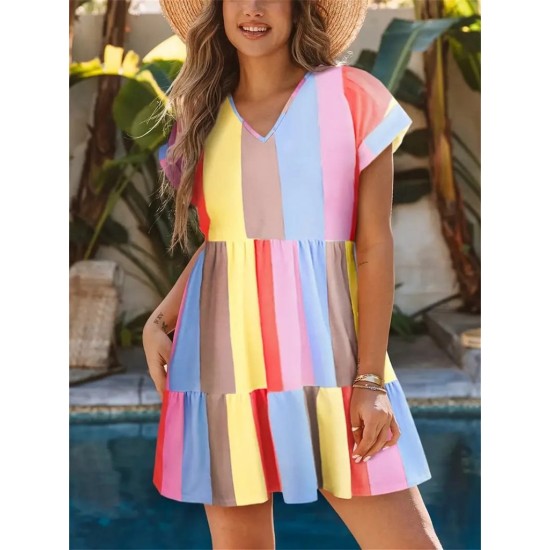 "K49005 - COK RENKLI" Patterned DRESS