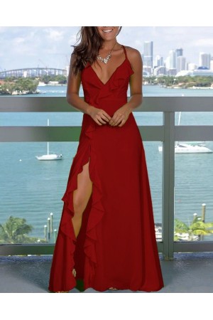 K50043-KIRMIZI KIRMIZI ELBİSE