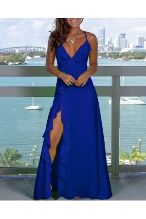 K50043-SAKS SAKS MAVİ ELBİSE