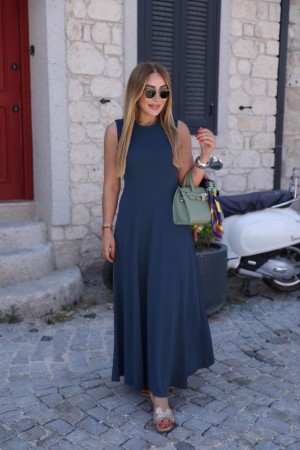 K51016-INDIGO "SAKS MAVİ" DRESS