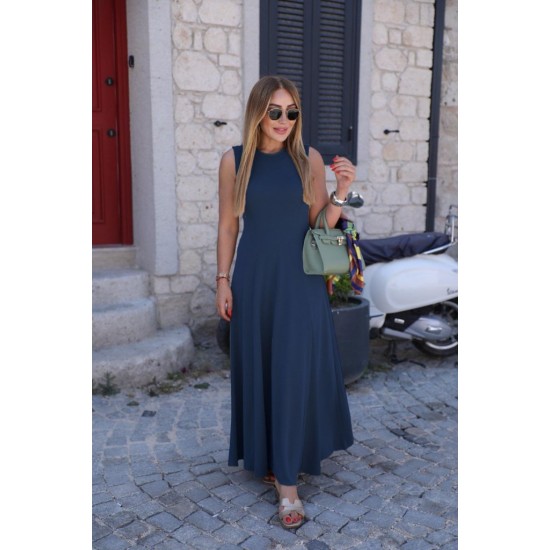 K51016-INDIGO "SAKS MAVİ" DRESS