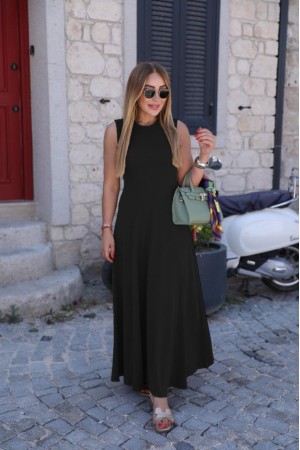 K51016-SIYAH SİYAH ELBİSE