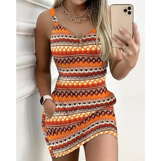 K51017-COK_RENKLI Patterned DRESS