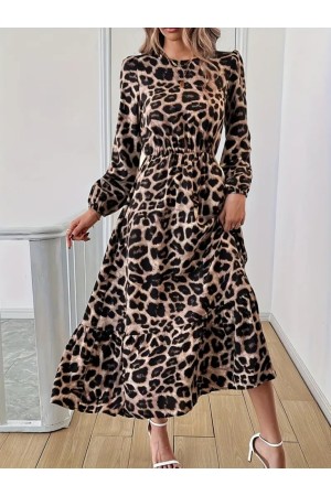 K51028-LEOPAR LEOPAR ELBİSE