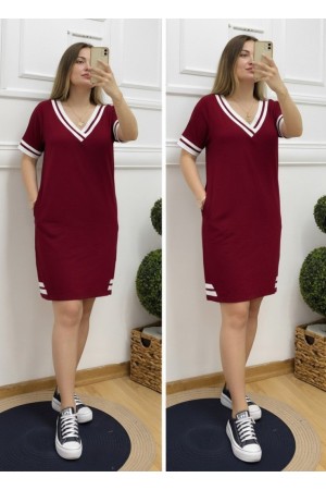 K55008-BORDO Burgundy DRESS