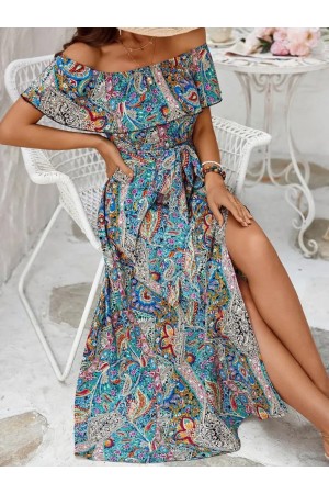 K55128-MAVI MAVİ ELBİSE