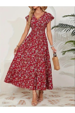 K55133-KIRMIZI KIRMIZI ELBİSE