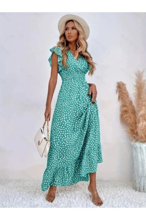K55133-MINT YEŞİL ELBİSE