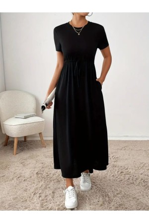 K55136-SIYAH SİYAH ELBİSE