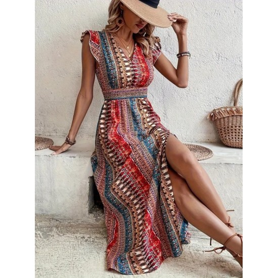 K55142-DESENLI Patterned DRESS