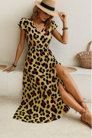 K55142-LEOPAR DESENLİ ELBİSE