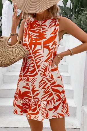 K55150-TURUNCU ORANGE DRESS