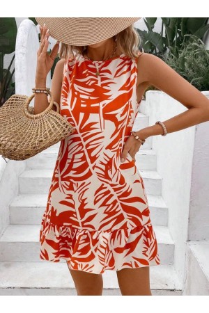 K55150-TURUNCU ORANGE DRESS